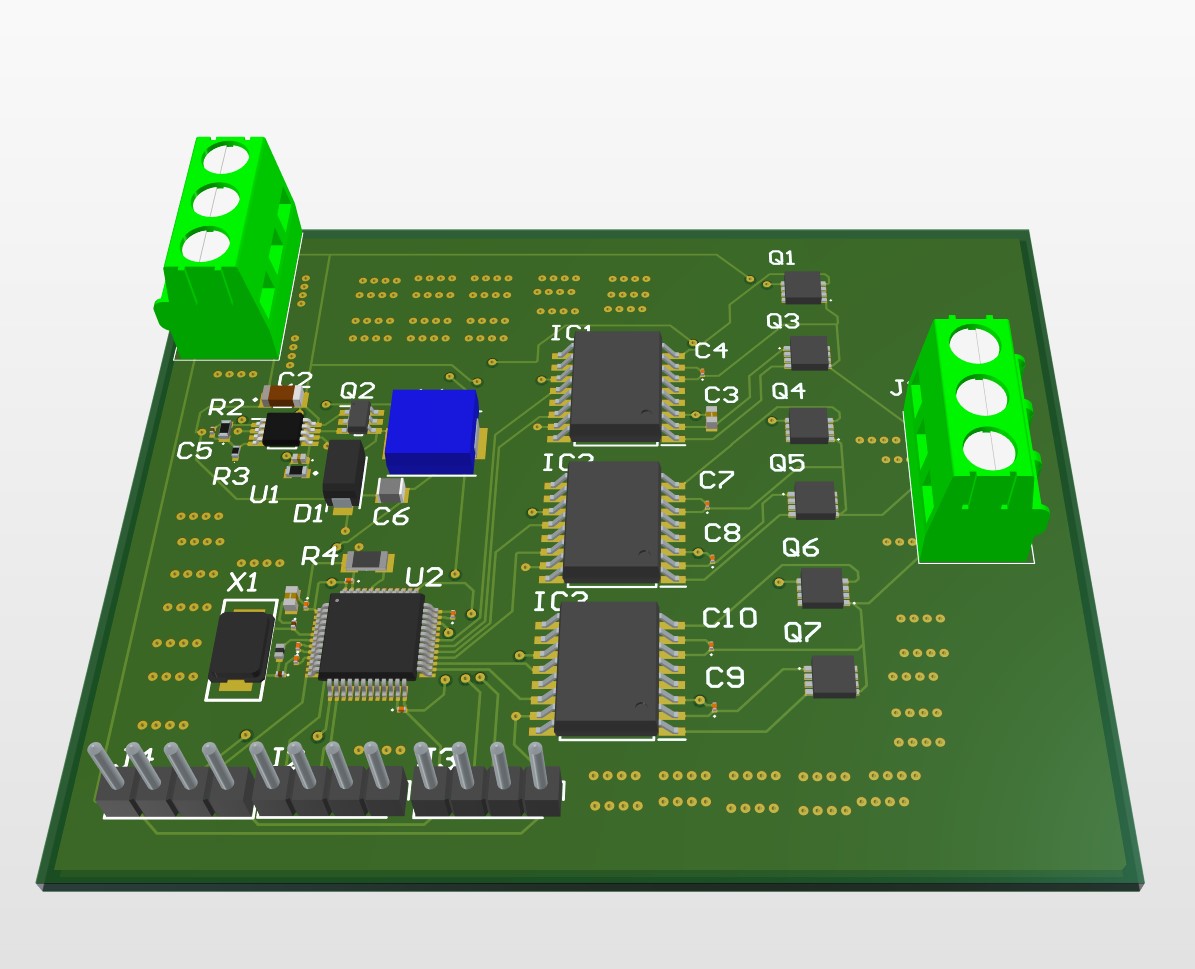 3D rendering of Quentin's motor-controller PCB